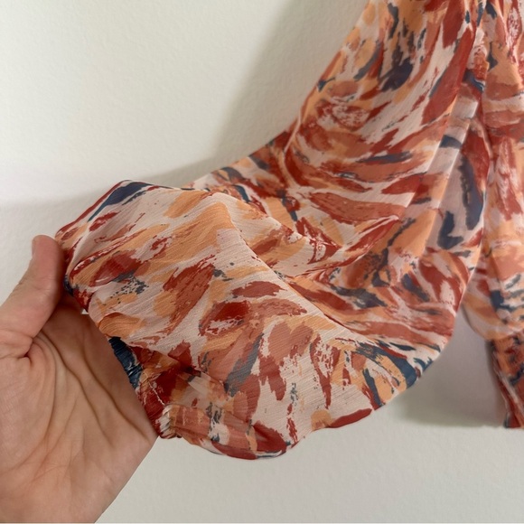 Anthropologie x Sage the Label Boho Smocked V Neck Blouse Cropped Size Small - Picture 5 of 10